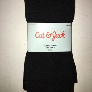 Black Fleece-Lined Footless Leggings
